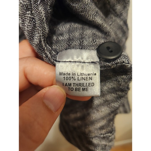 FLAX 100% Linen Open Front Jacket Cardigan Gray Textured Size M Lithuania - Picture 4 of 9
